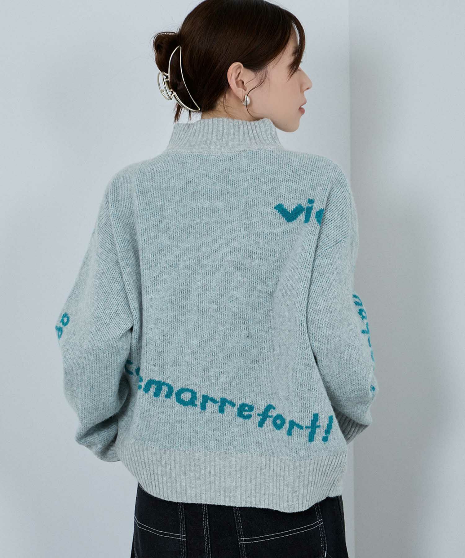 nAvy もちり もちもち 総柄ハイネックニット レディース商品画像-4