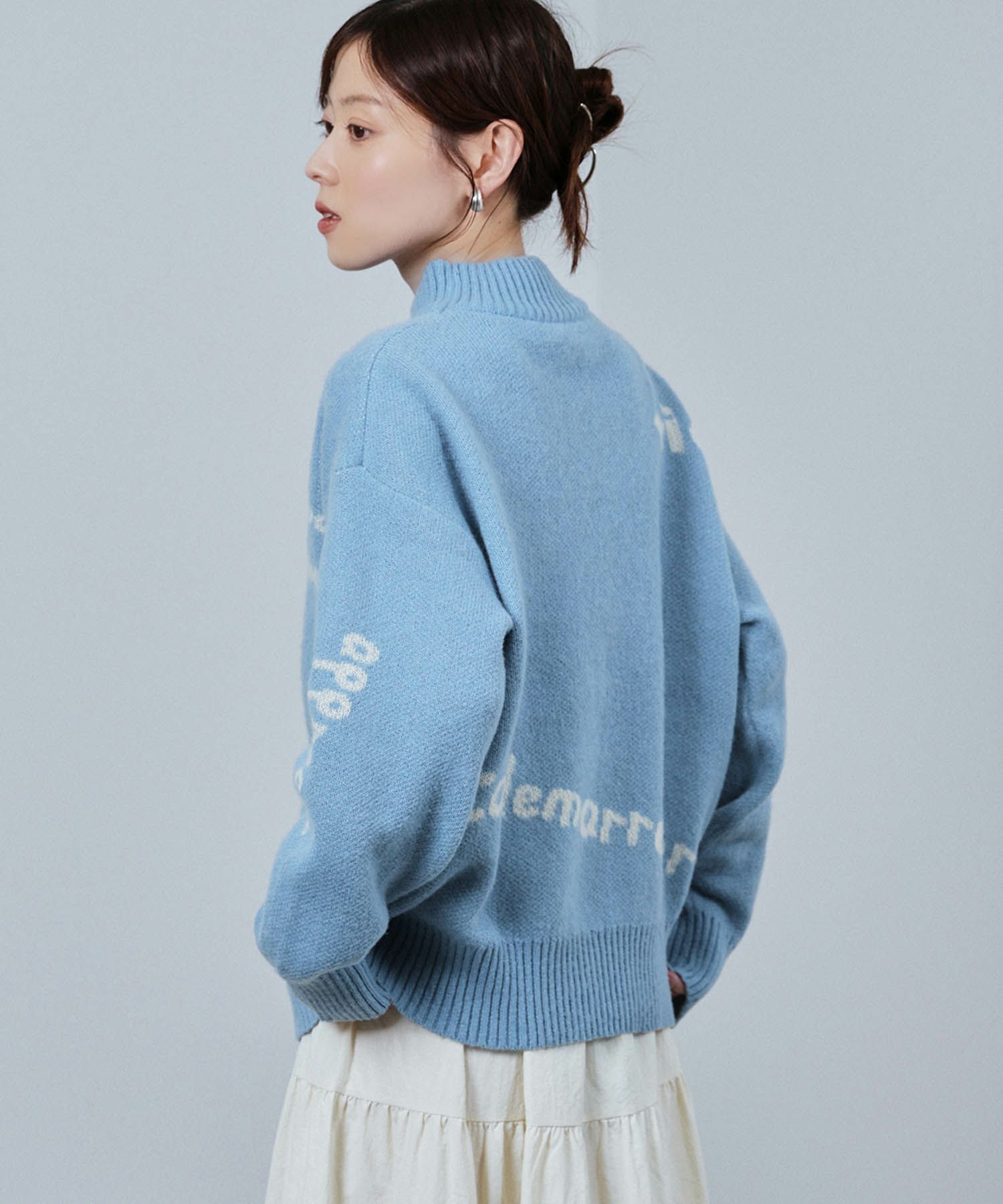 nAvy もちり もちもち 総柄ハイネックニット レディース