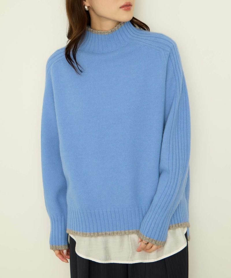 [さらに50%OFF]nAvy もちり もちもち 配色ハイネックニット レディース商品画像-1