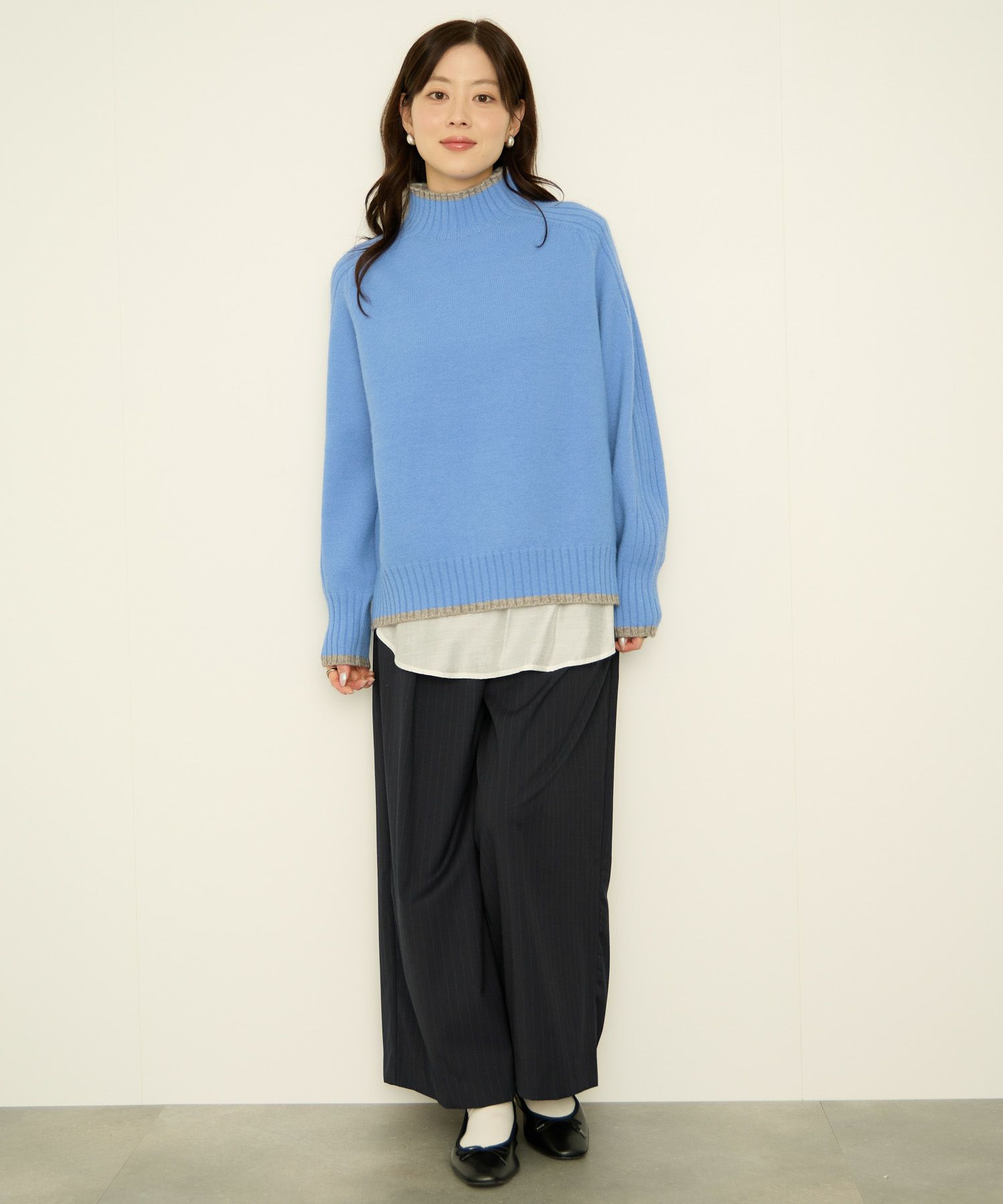 [さらに50%OFF]nAvy もちり もちもち 配色ハイネックニット レディース商品画像-7