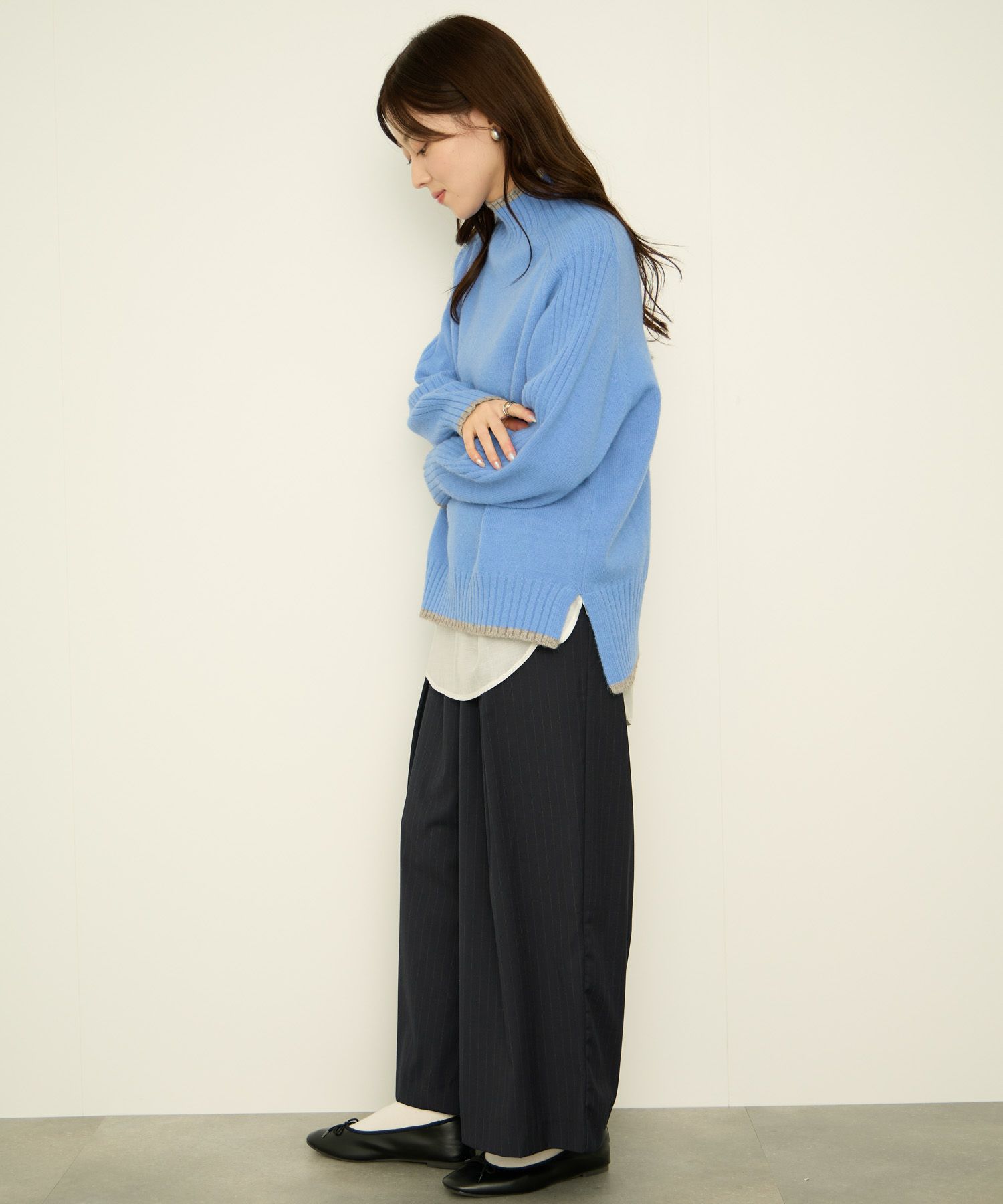 [さらに50%OFF]nAvy もちり もちもち 配色ハイネックニット レディース商品画像-8