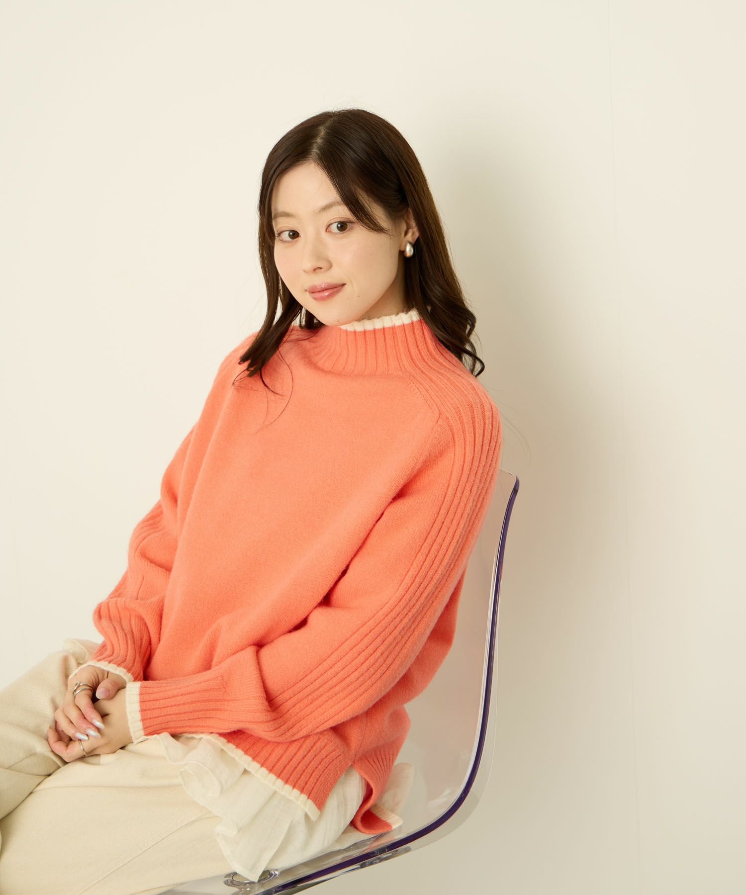 [さらに50%OFF]nAvy もちり もちもち 配色ハイネックニット レディース商品サムネイル-15