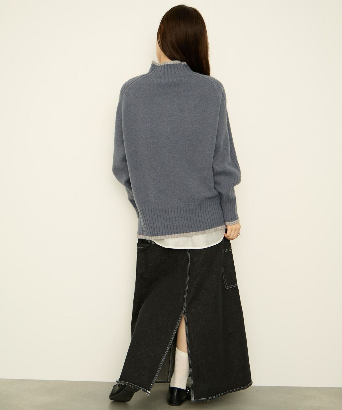 nAvy もちり もちもち 配色ハイネックニット レディース