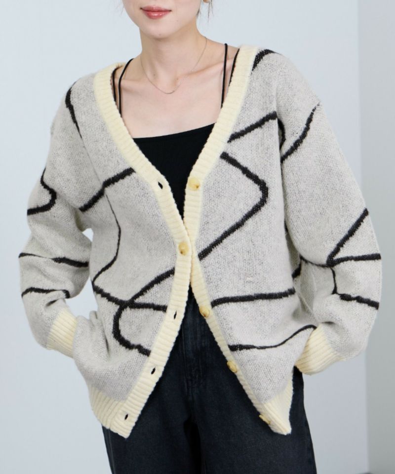 [値下げ]nAvy もちり もちもち 総柄ニットカーディガン レディース商品画像-5