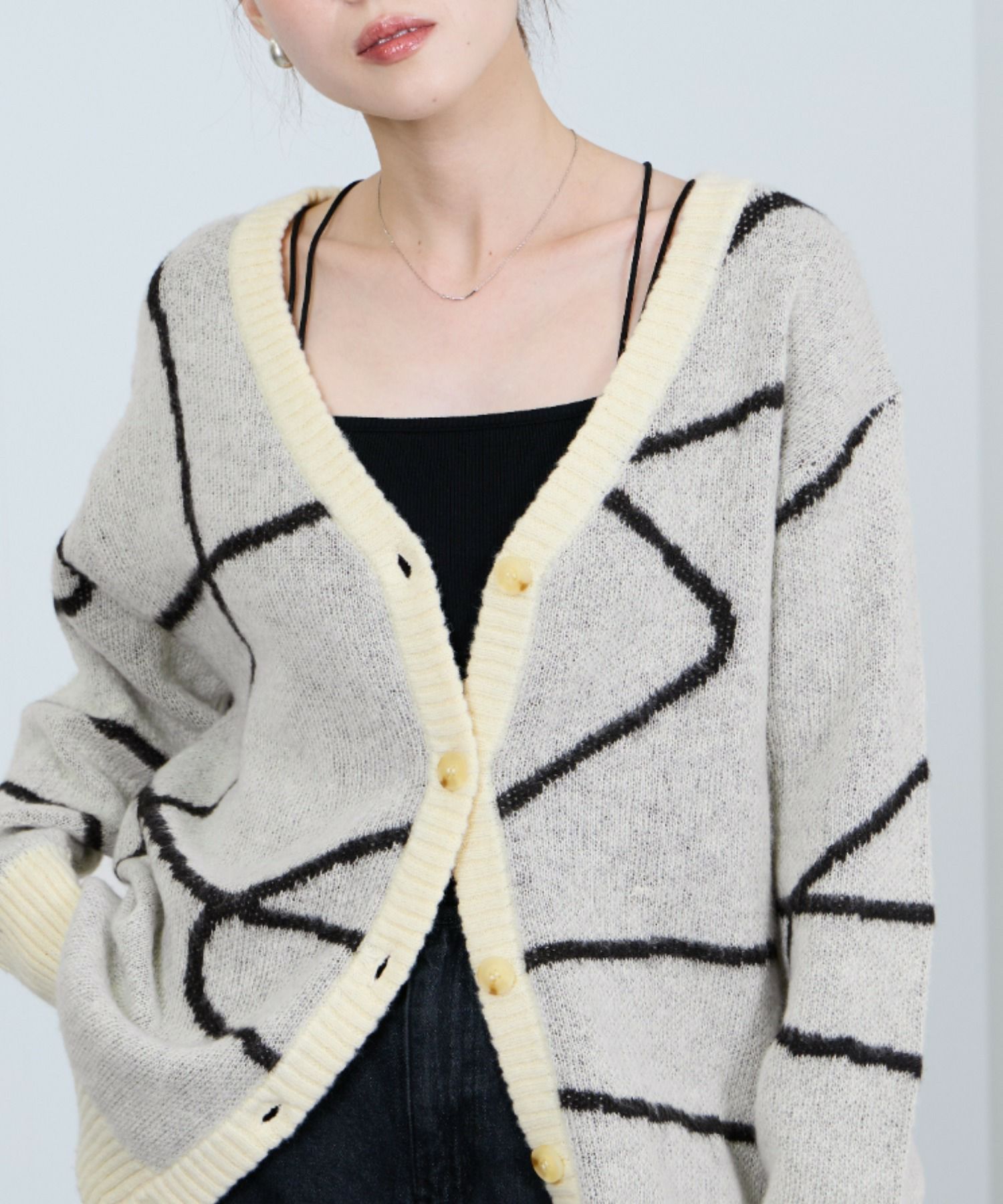 nAvy もちり もちもち 総柄ニットカーディガン レディース商品画像-6