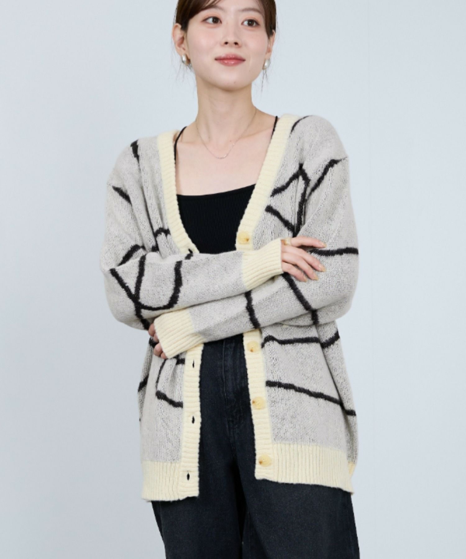 nAvy もちり もちもち 総柄ニットカーディガン レディース商品画像-7