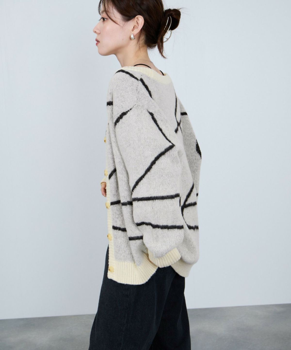 nAvy もちり もちもち 総柄ニットカーディガン レディース