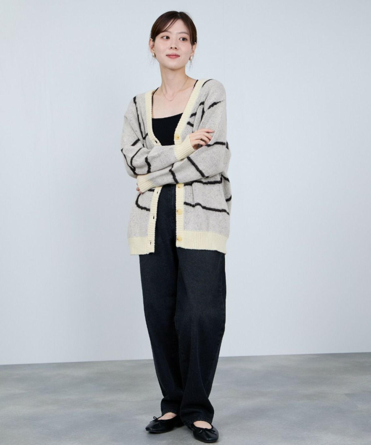 nAvy もちり もちもち 総柄ニットカーディガン レディース