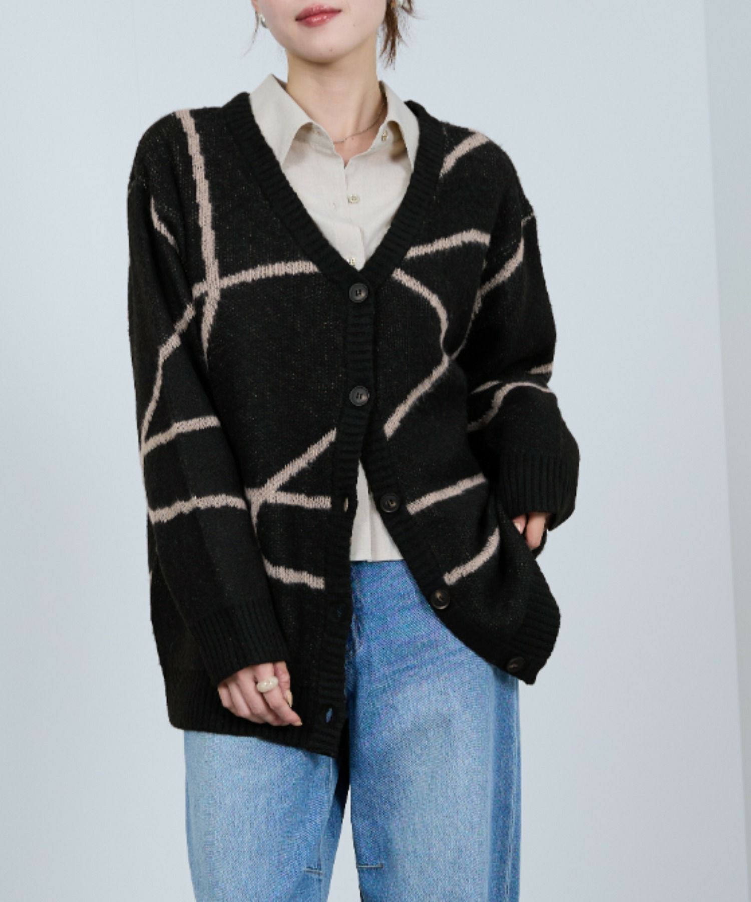 [さらに50%OFF]nAvy もちり もちもち 総柄ニットカーディガン レディース商品画像-10