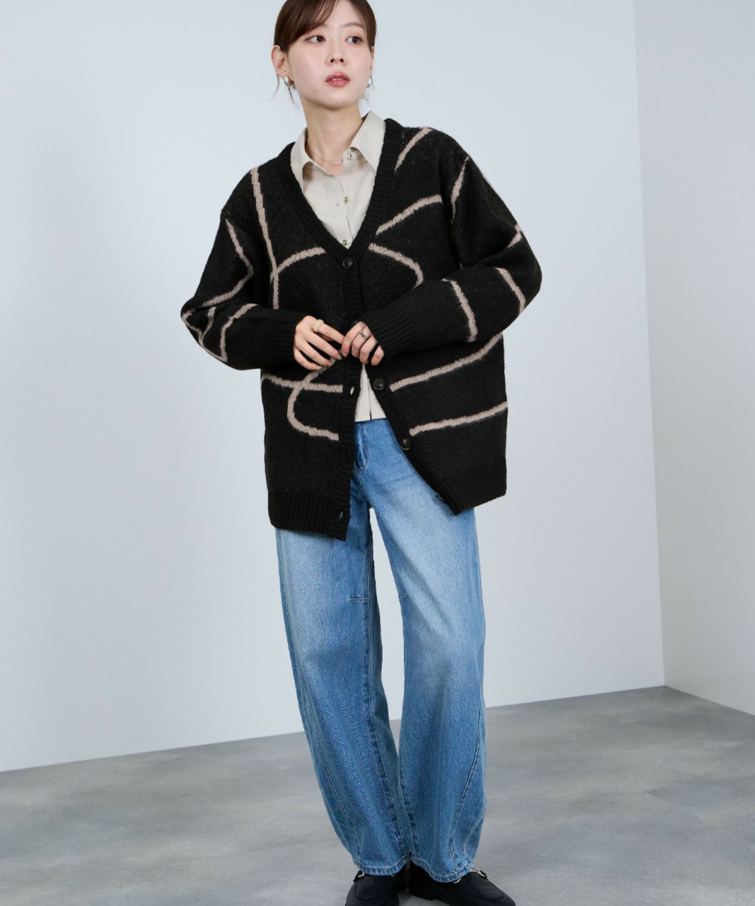 [さらに50%OFF]nAvy もちり もちもち 総柄ニットカーディガン レディース商品画像-11