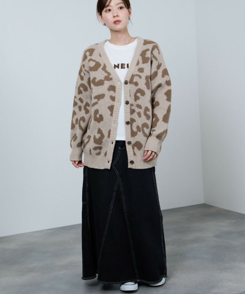 nAvy もちり もちもち 総柄ニットカーディガン レディース