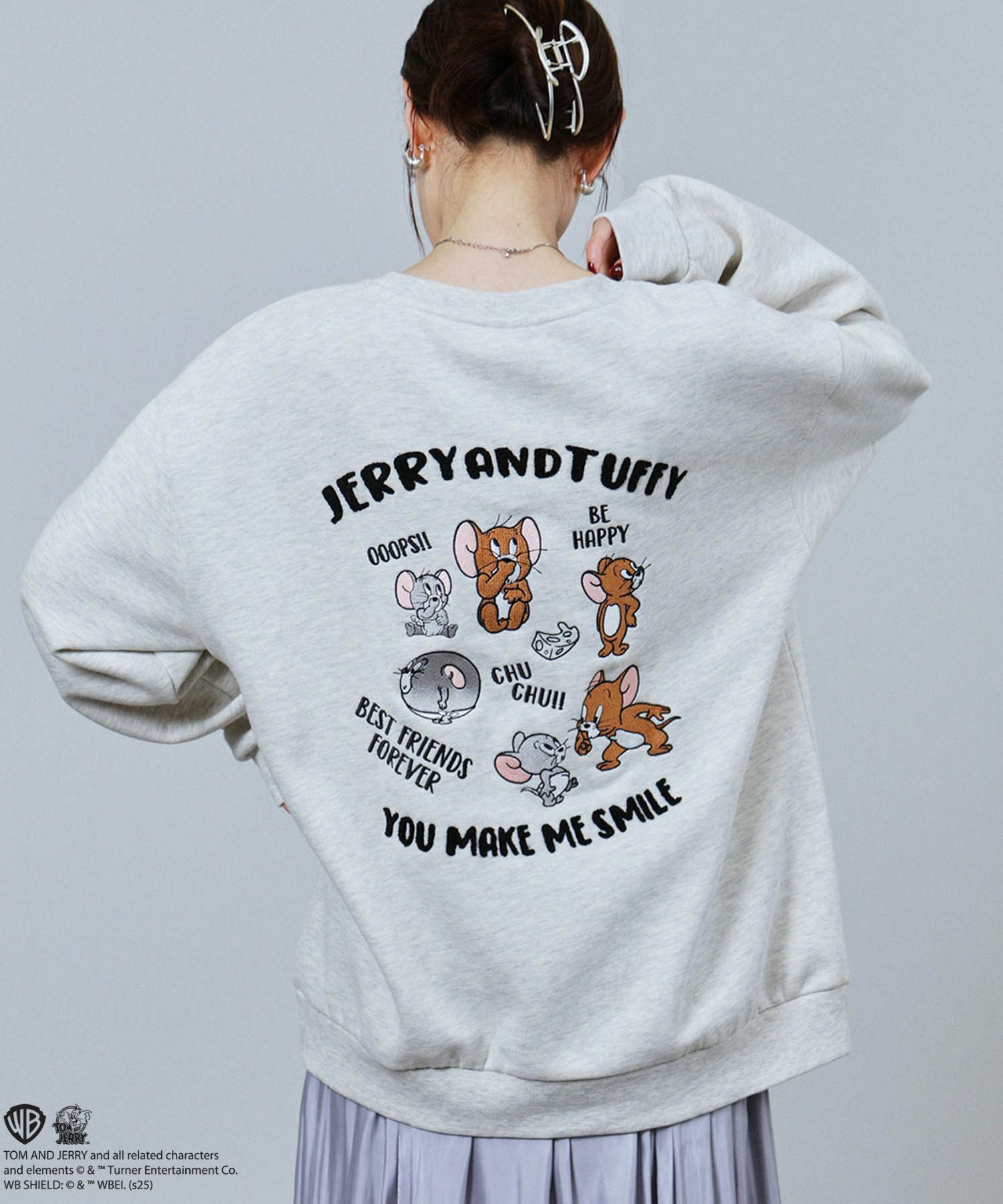 Tom and Jerry 刺繍トレーナー メンズ