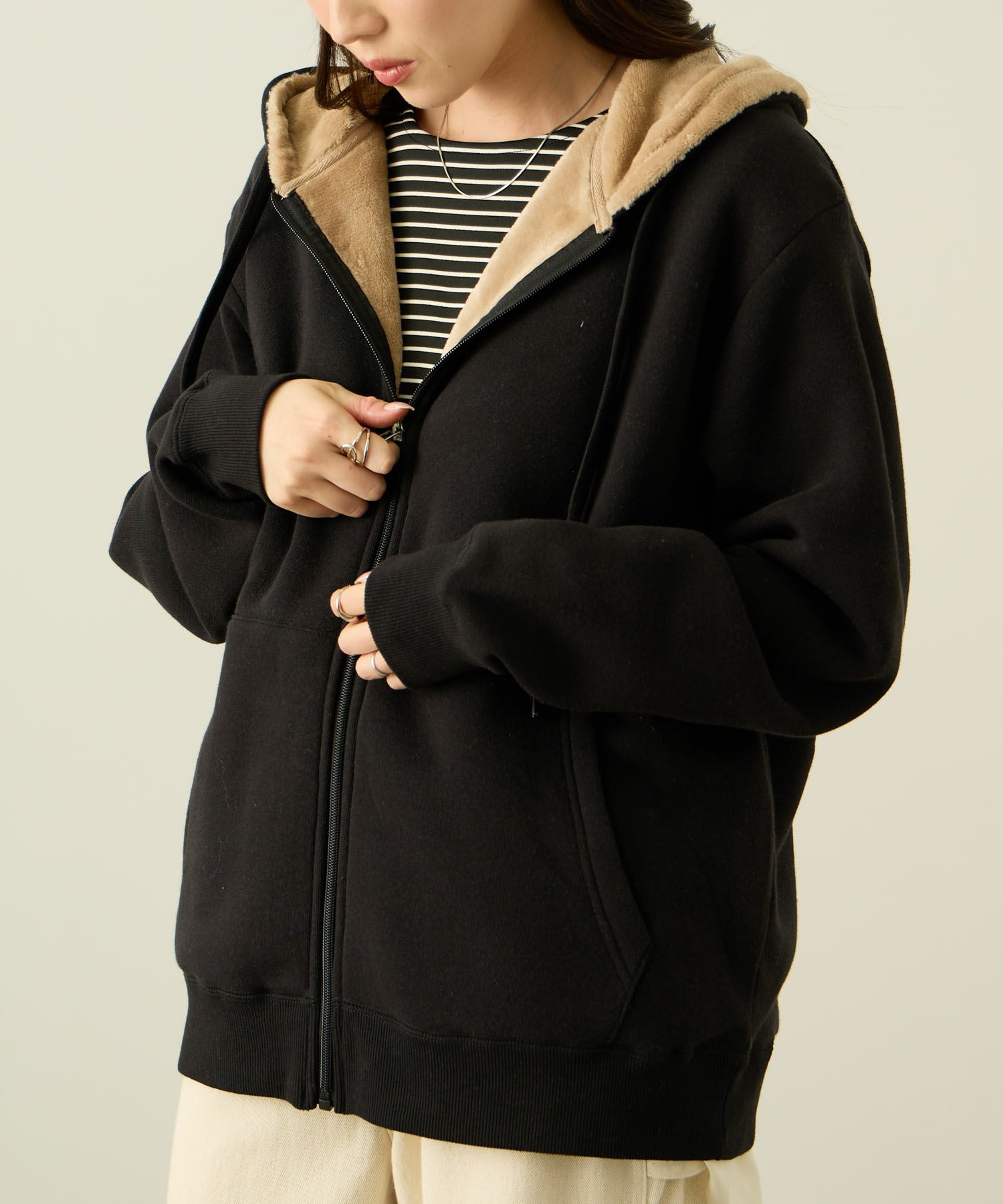 nAvy 裏シャギージップパーカー レディース商品画像-4