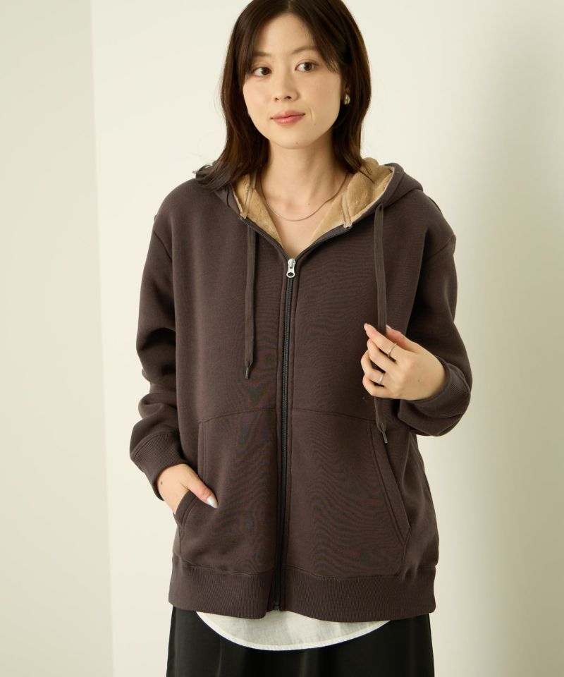 [値下げ]nAvy  裏シャギージップパーカー レディース商品画像-5