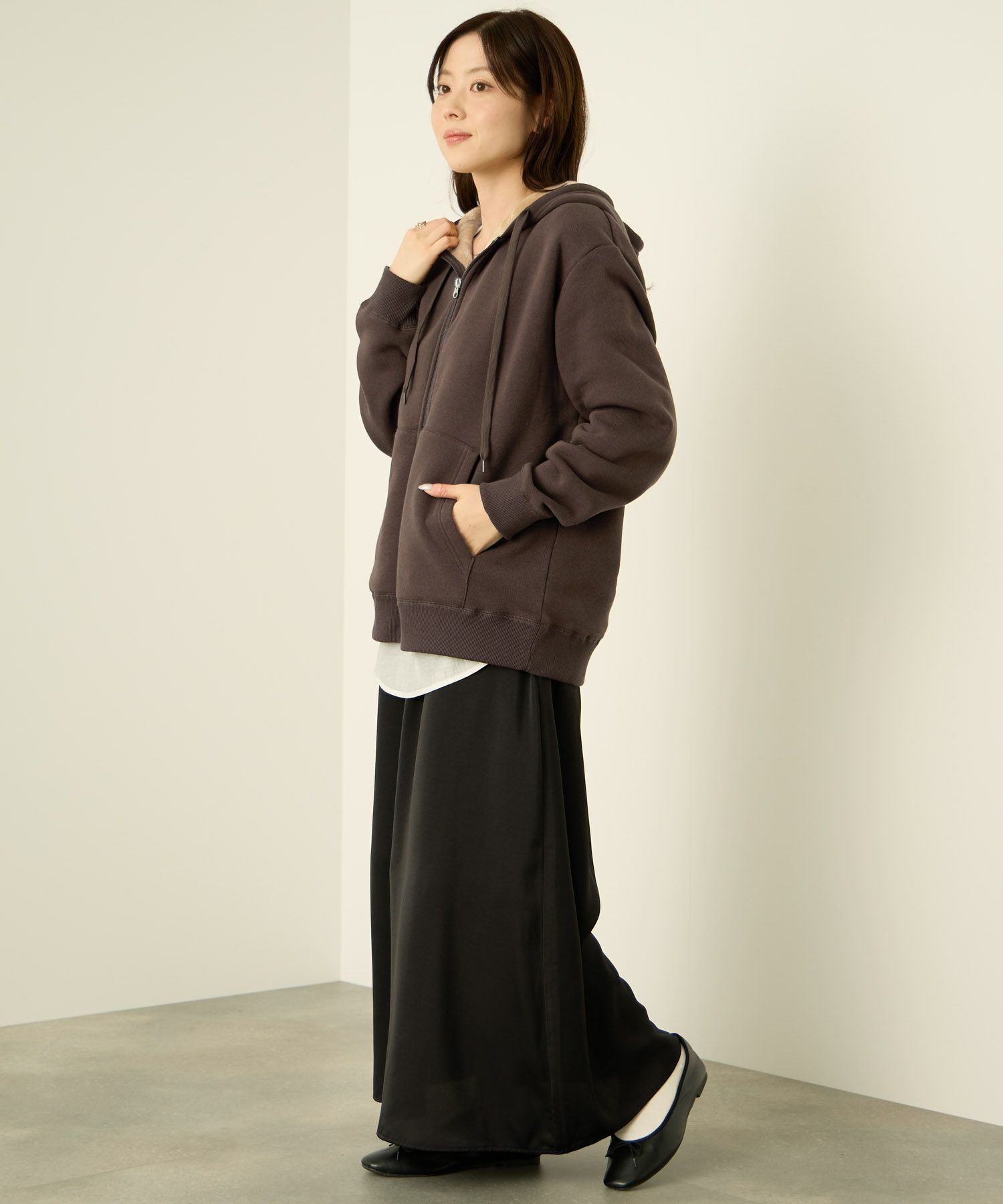 [値下げ]nAvy  裏シャギージップパーカー レディース商品画像-7