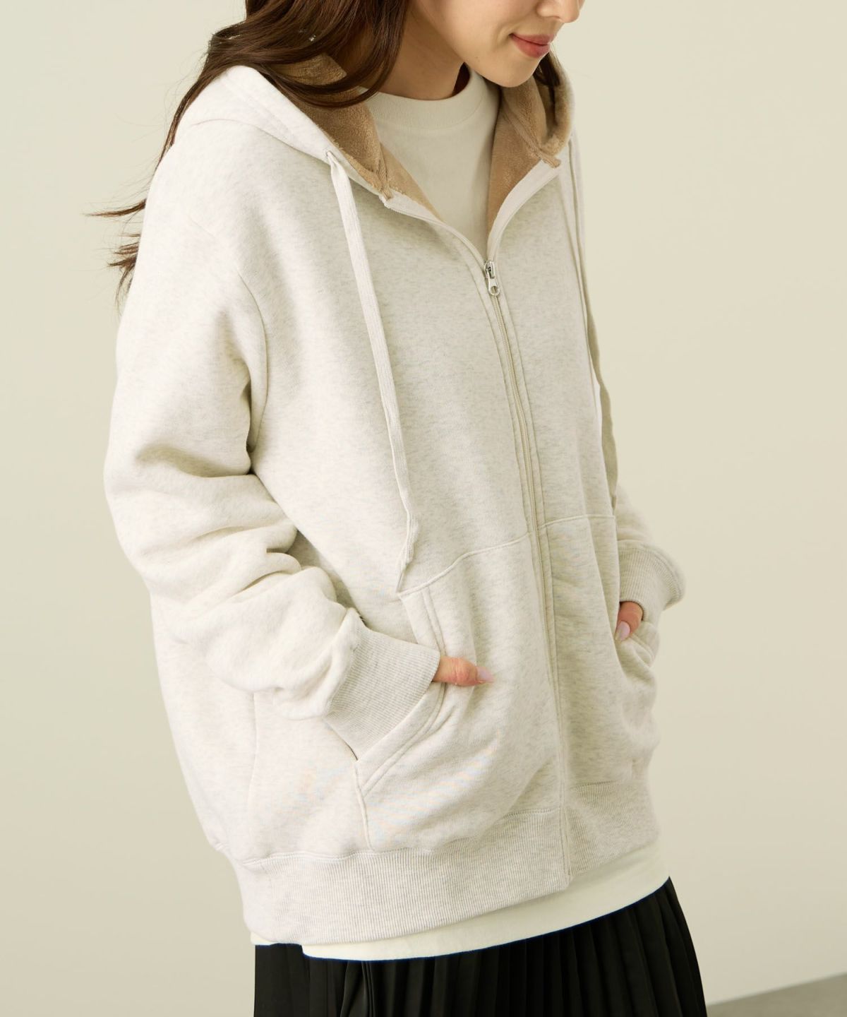 nAvy 裏シャギージップパーカー レディース