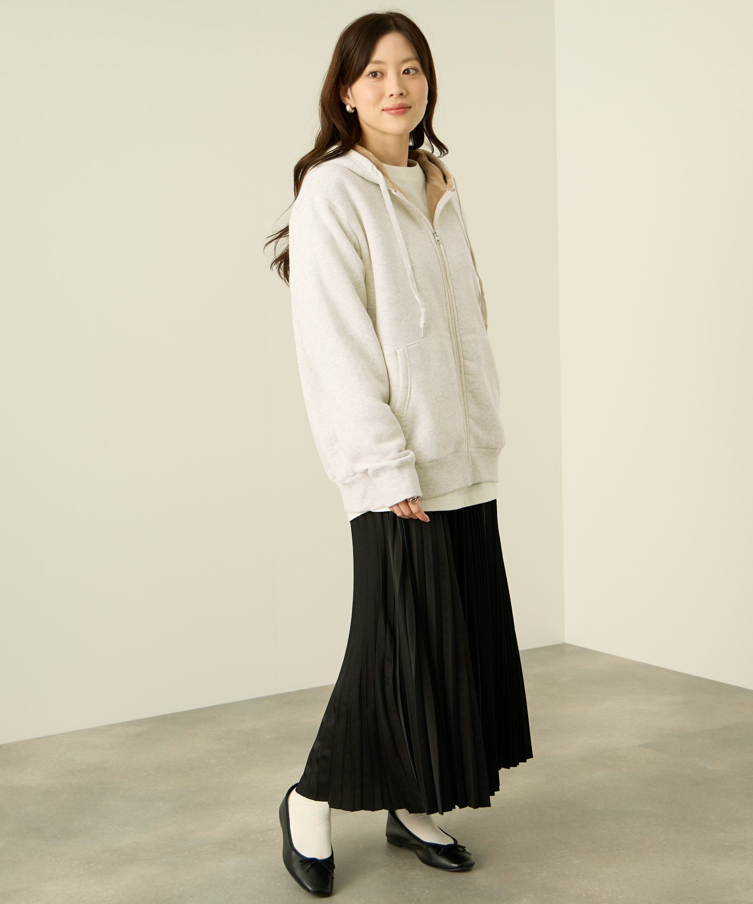 [値下げ]nAvy  裏シャギージップパーカー レディース商品画像-10