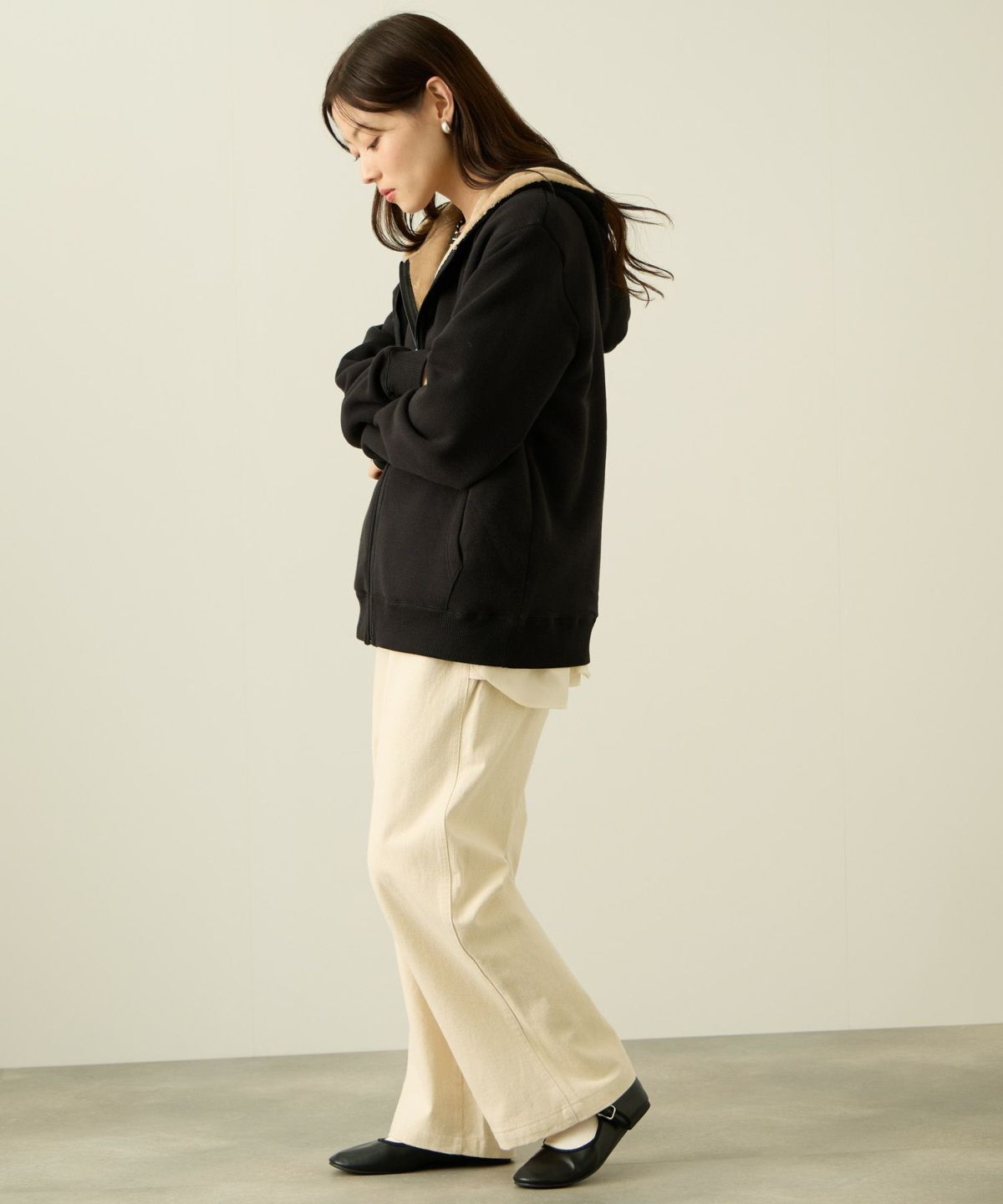 nAvy 裏シャギージップパーカー レディース