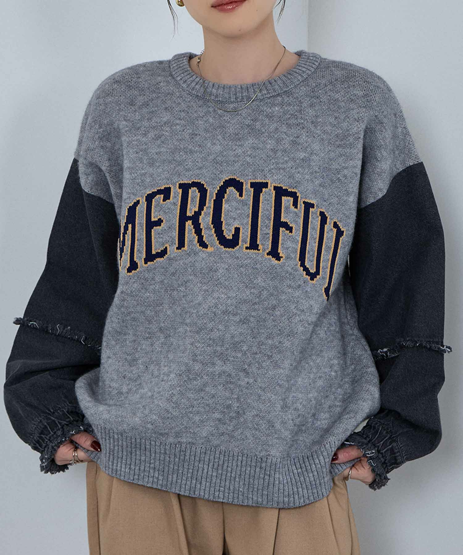 nAvy ニット×デニムプルオーバー レディース