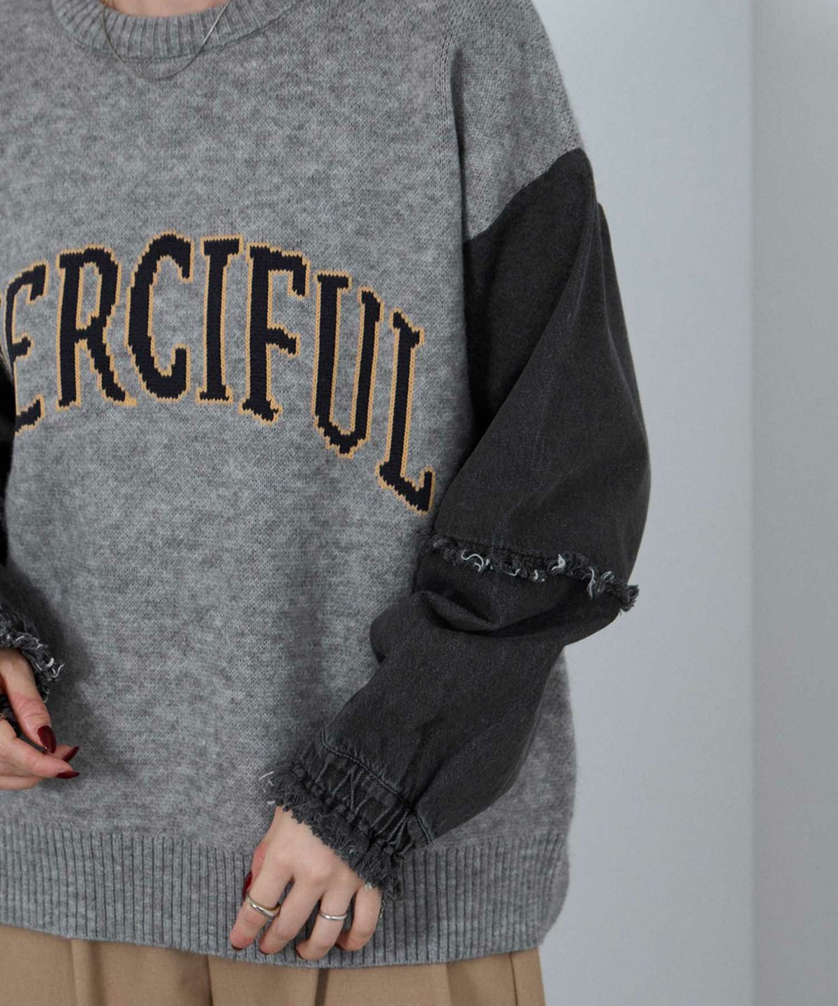 nAvy ニット×デニムプルオーバー レディース