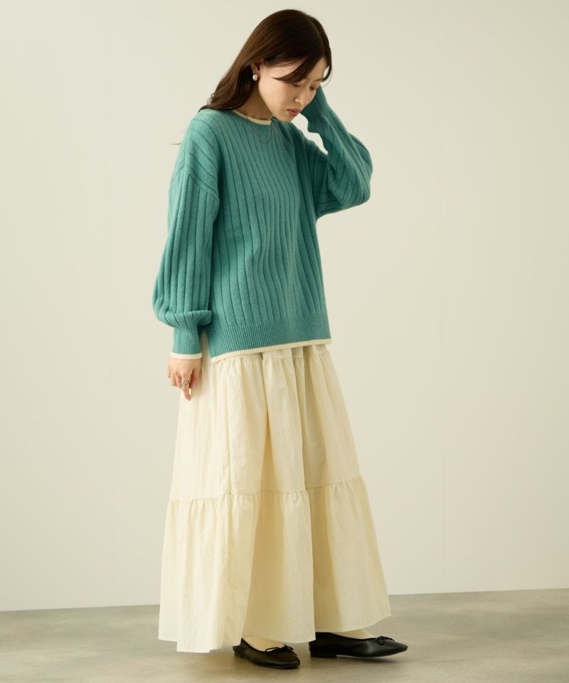 nAvy もちり もちもち 洗えるニット 配色クルーネック レディース商品画像-16