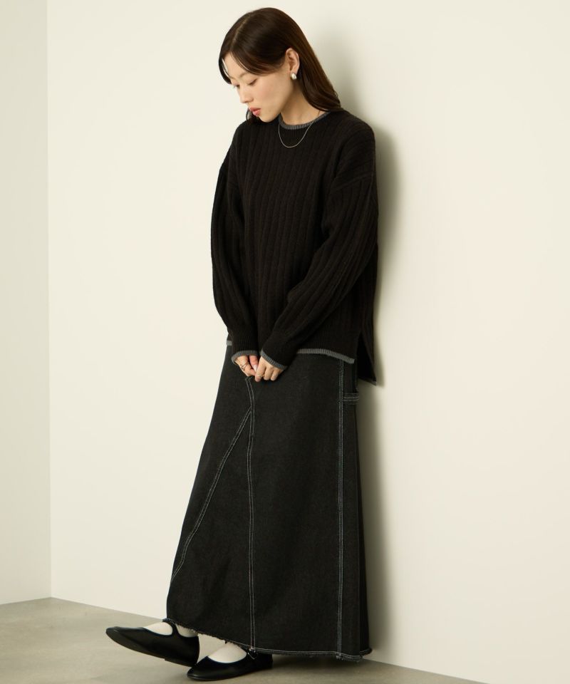 nAvy もちり もちもち 洗えるニット 配色クルーネック レディース商品画像-20