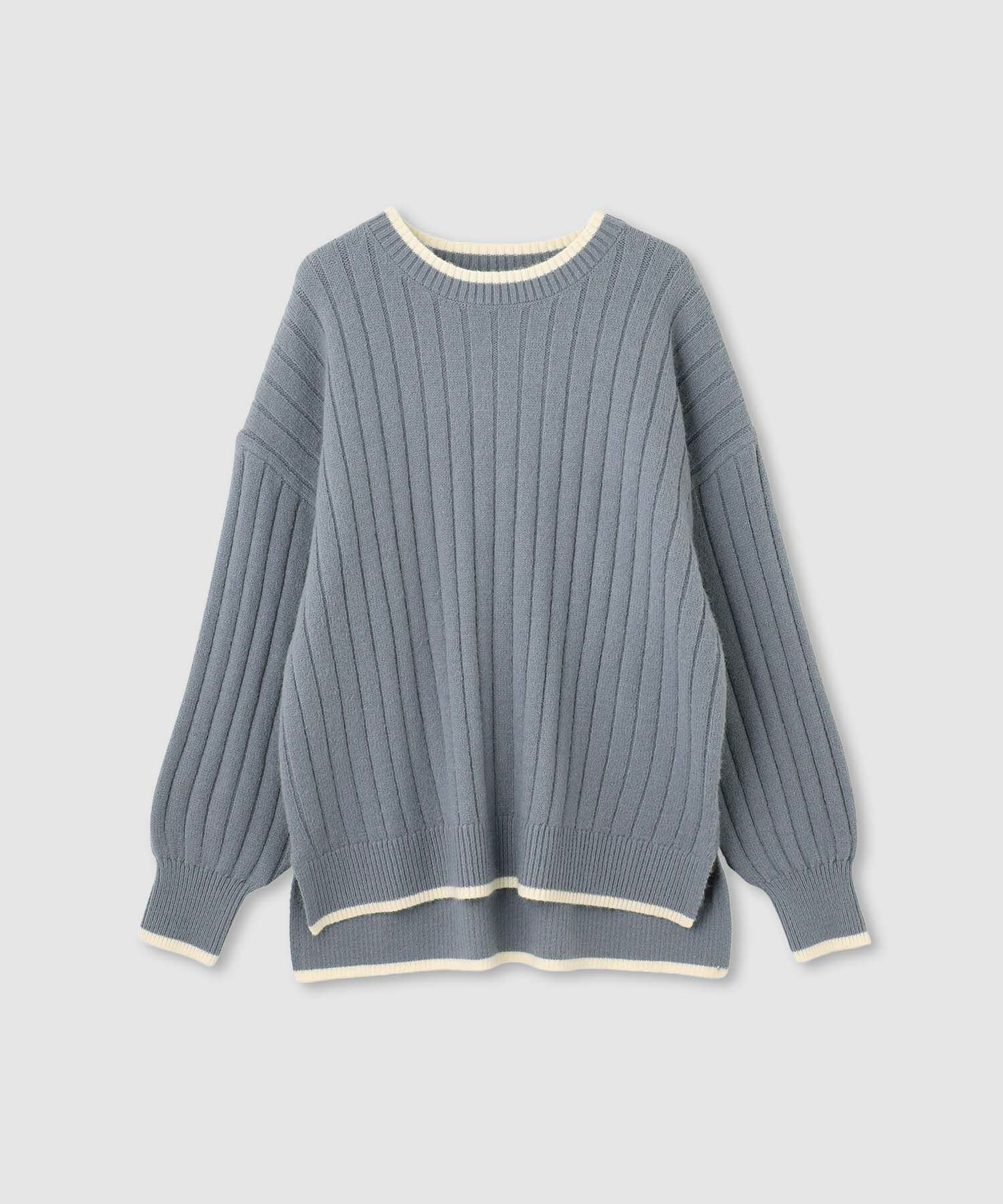 nAvy もちり もちもち 洗えるニット 配色クルーネック レディース商品画像-21