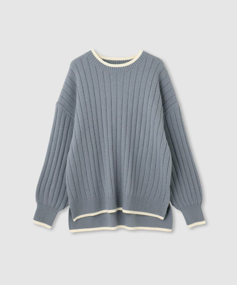 nAvy もちり もちもち 洗えるニット 配色クルーネック レディース商品画像-21