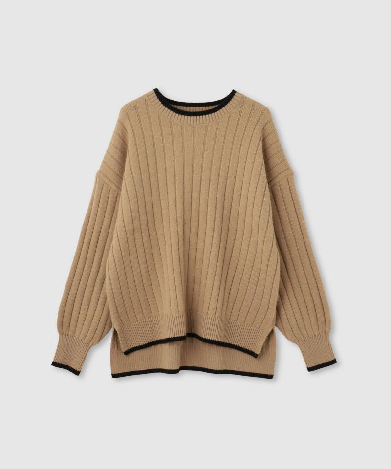 nAvy もちり もちもち 洗えるニット 配色クルーネック レディース商品画像-22