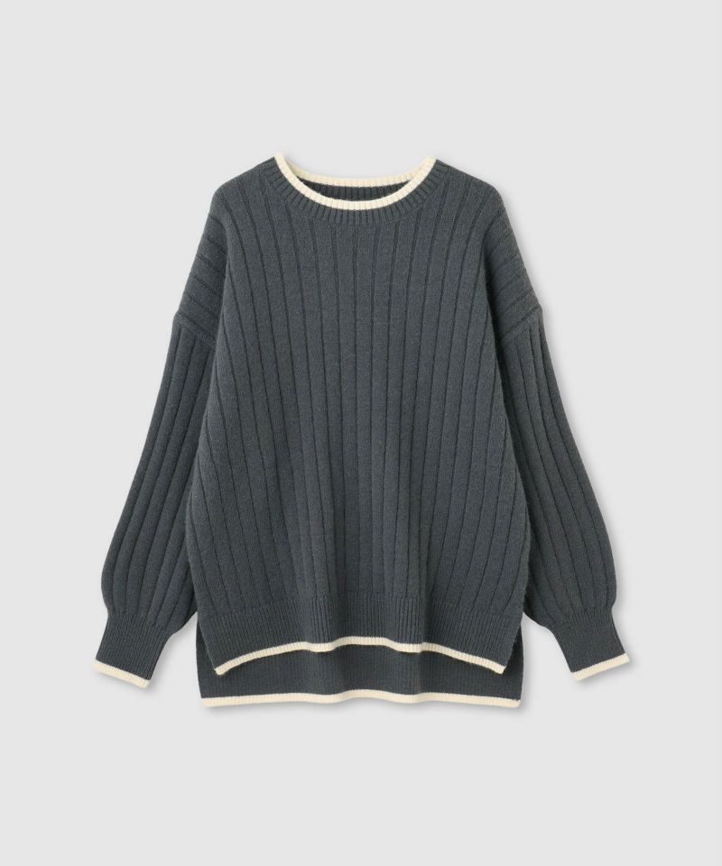 nAvy もちり もちもち 洗えるニット 配色クルーネック レディース商品画像-23