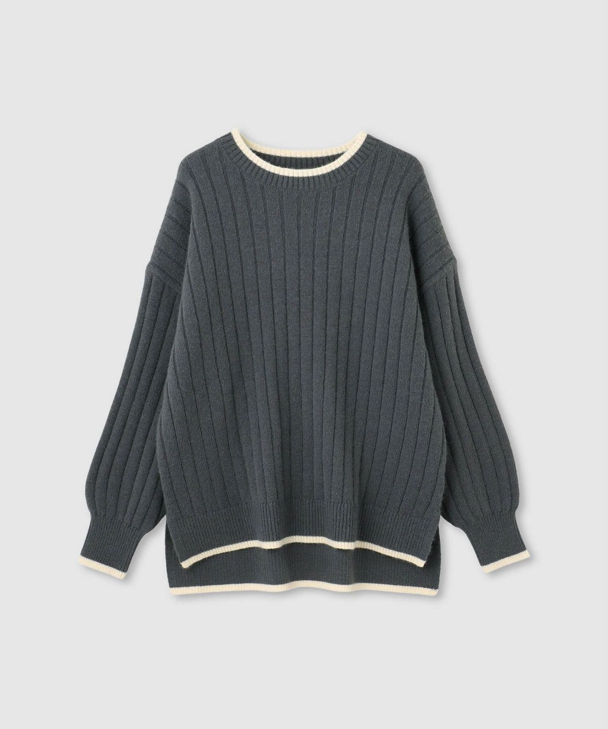 nAvy もちり もちもち 洗えるニット 配色クルーネック レディース