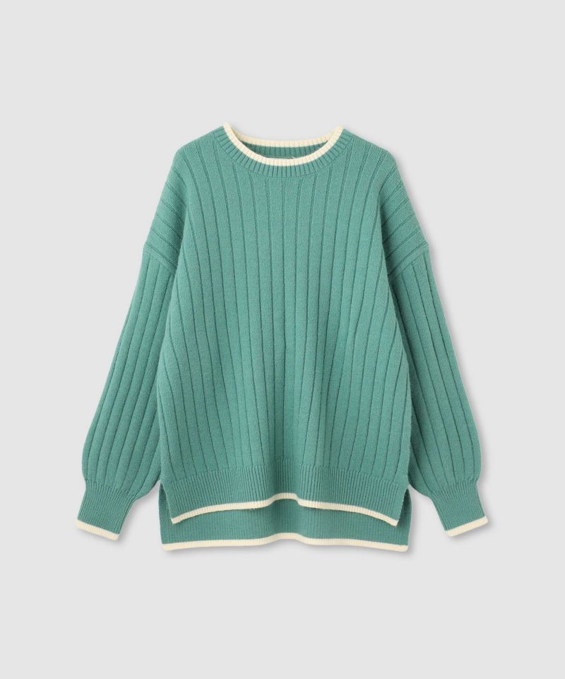 nAvy もちり もちもち 洗えるニット 配色クルーネック レディース商品画像-24