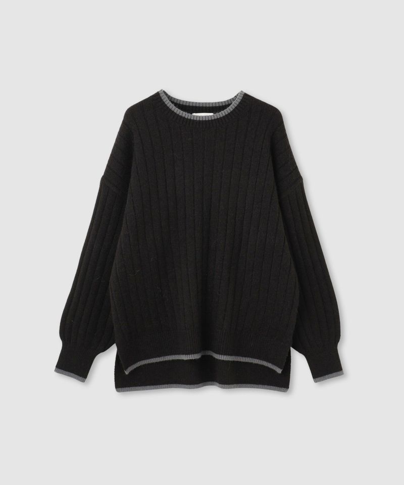 nAvy もちり もちもち 洗えるニット 配色クルーネック レディース商品画像-25