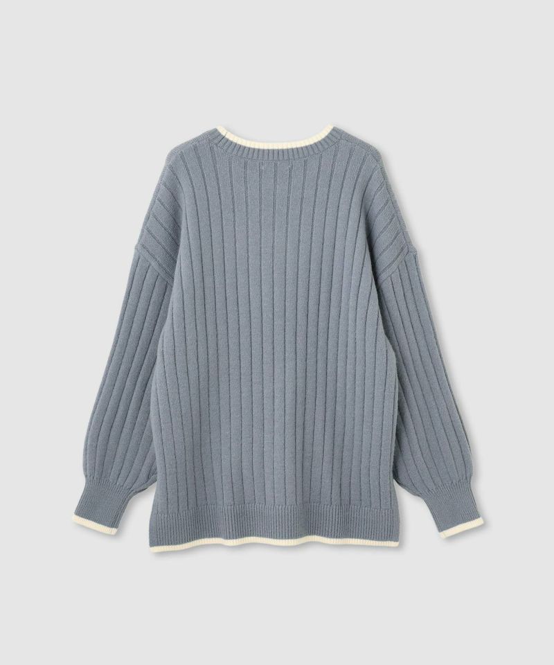 nAvy もちり もちもち 洗えるニット 配色クルーネック レディース商品画像-26