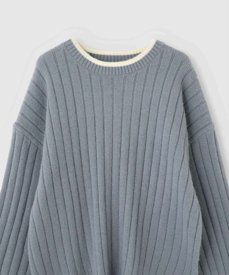 nAvy もちり もちもち 洗えるニット 配色クルーネック レディース商品画像-27