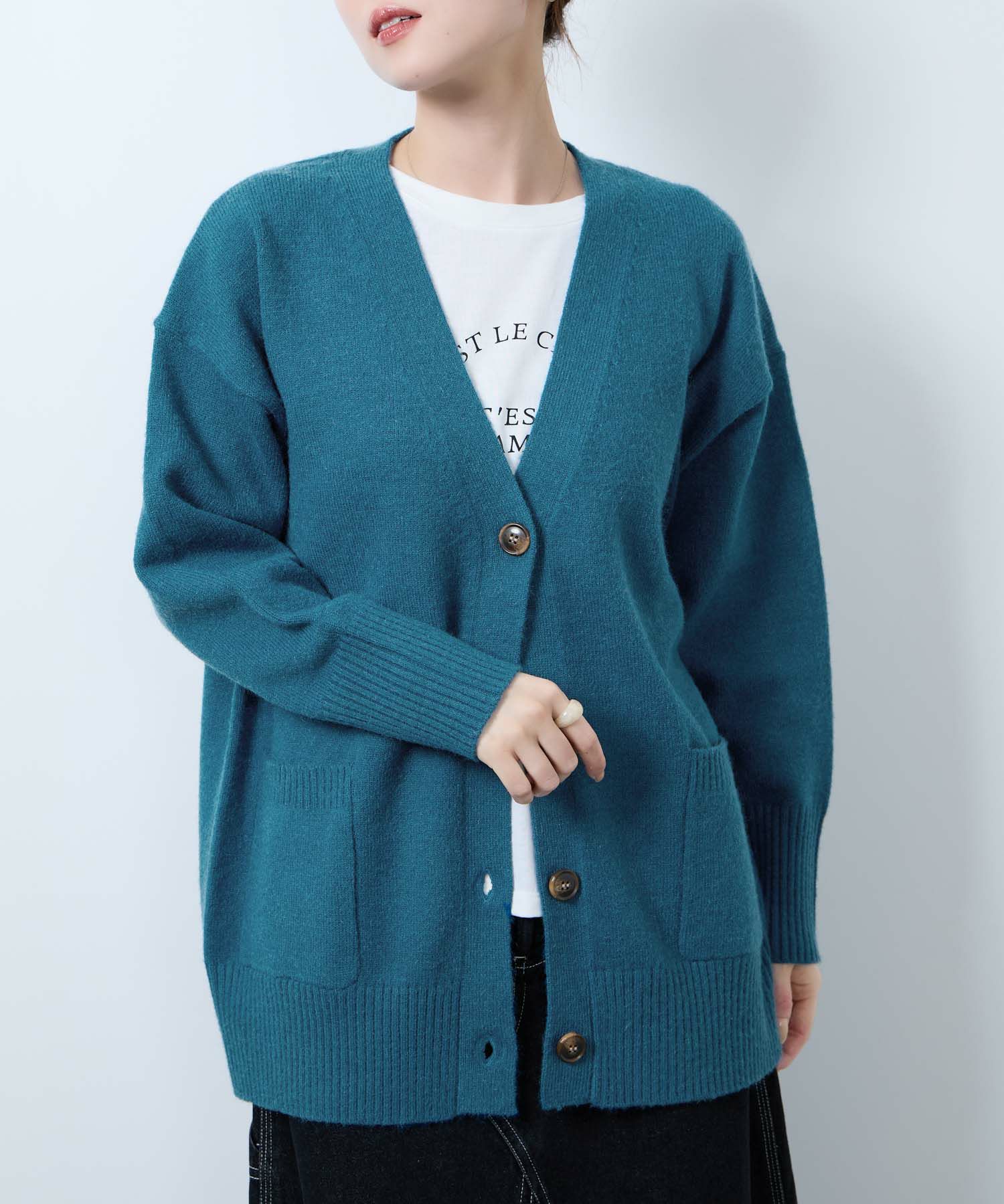 [さらに50%OFF]nAvy もちり もちもち 洗えるニット Vネックカーディガン レディース商品画像-6