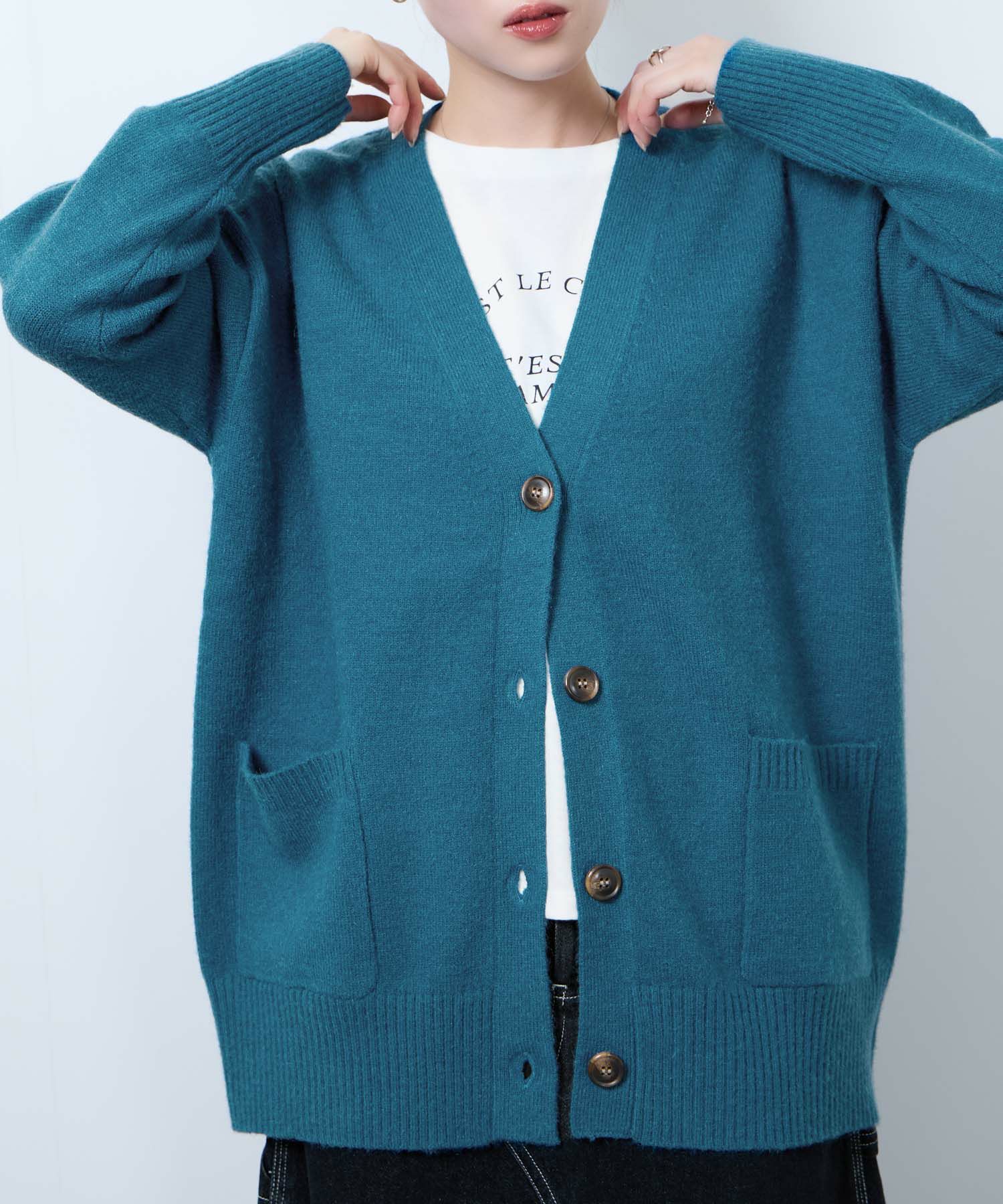 [さらに50%OFF]nAvy もちり もちもち 洗えるニット Vネックカーディガン レディース商品画像-7