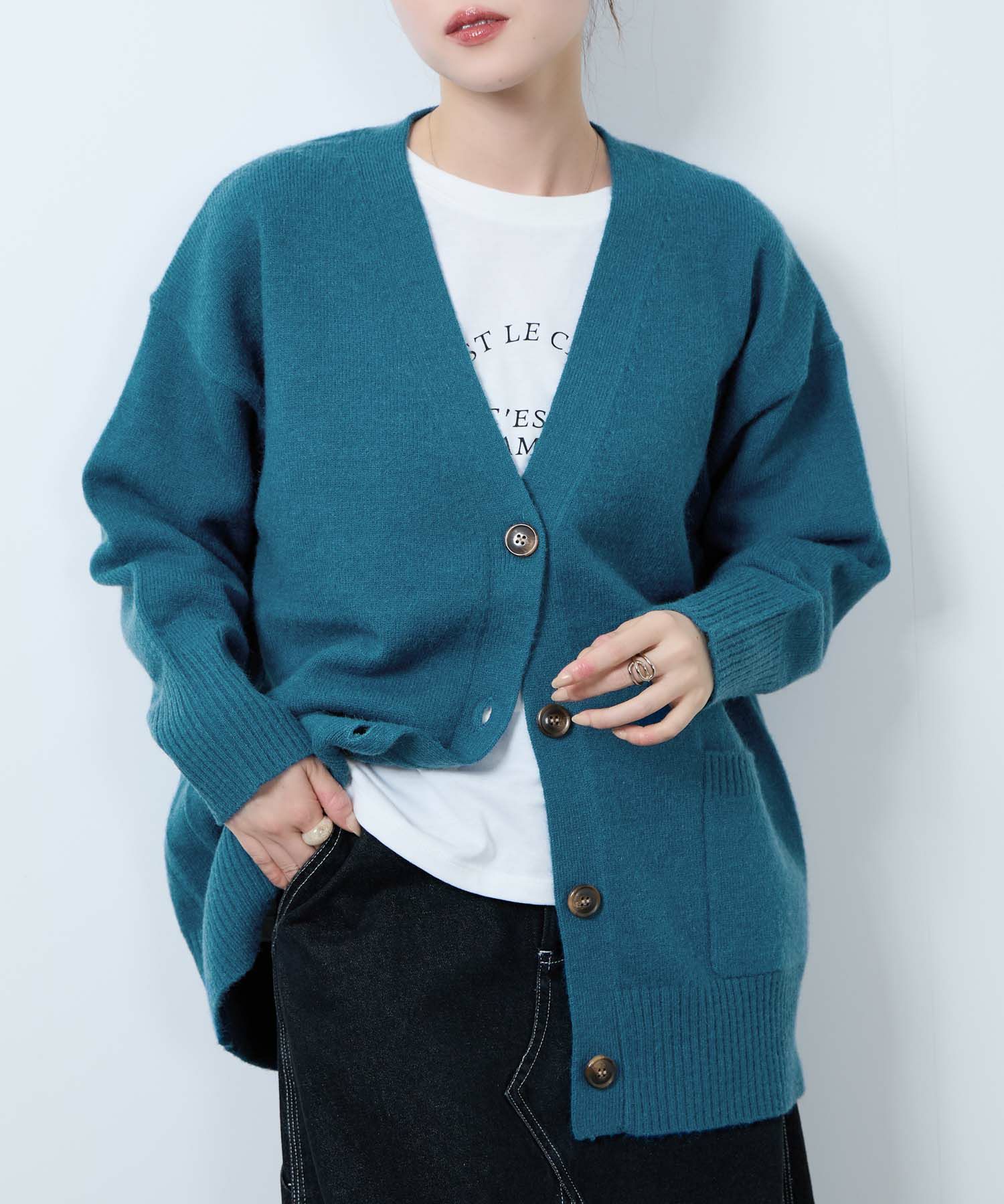 [さらに50%OFF]nAvy もちり もちもち 洗えるニット Vネックカーディガン レディース商品画像-8