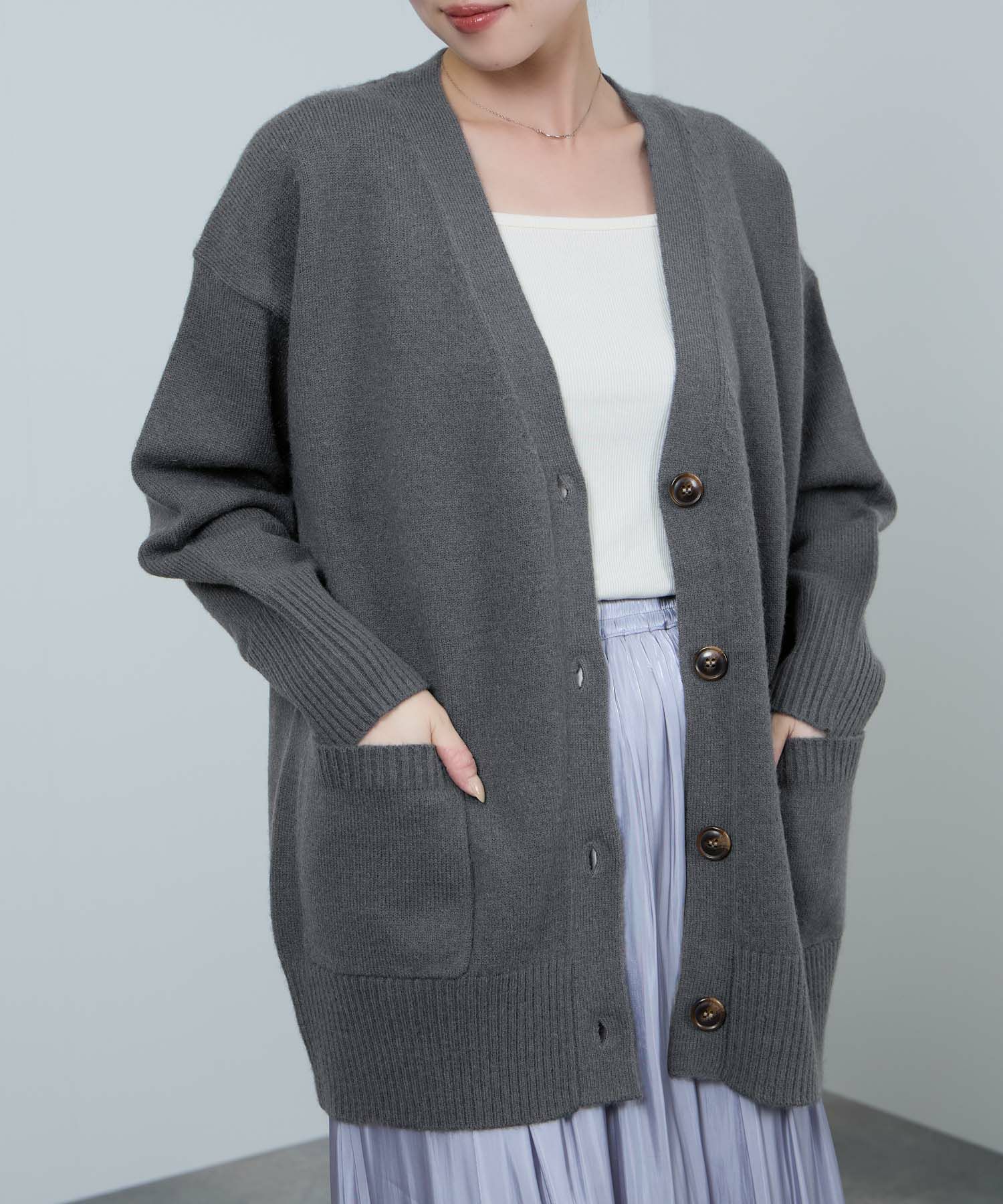 [さらに50%OFF]nAvy もちり もちもち 洗えるニット Vネックカーディガン レディース商品画像-10