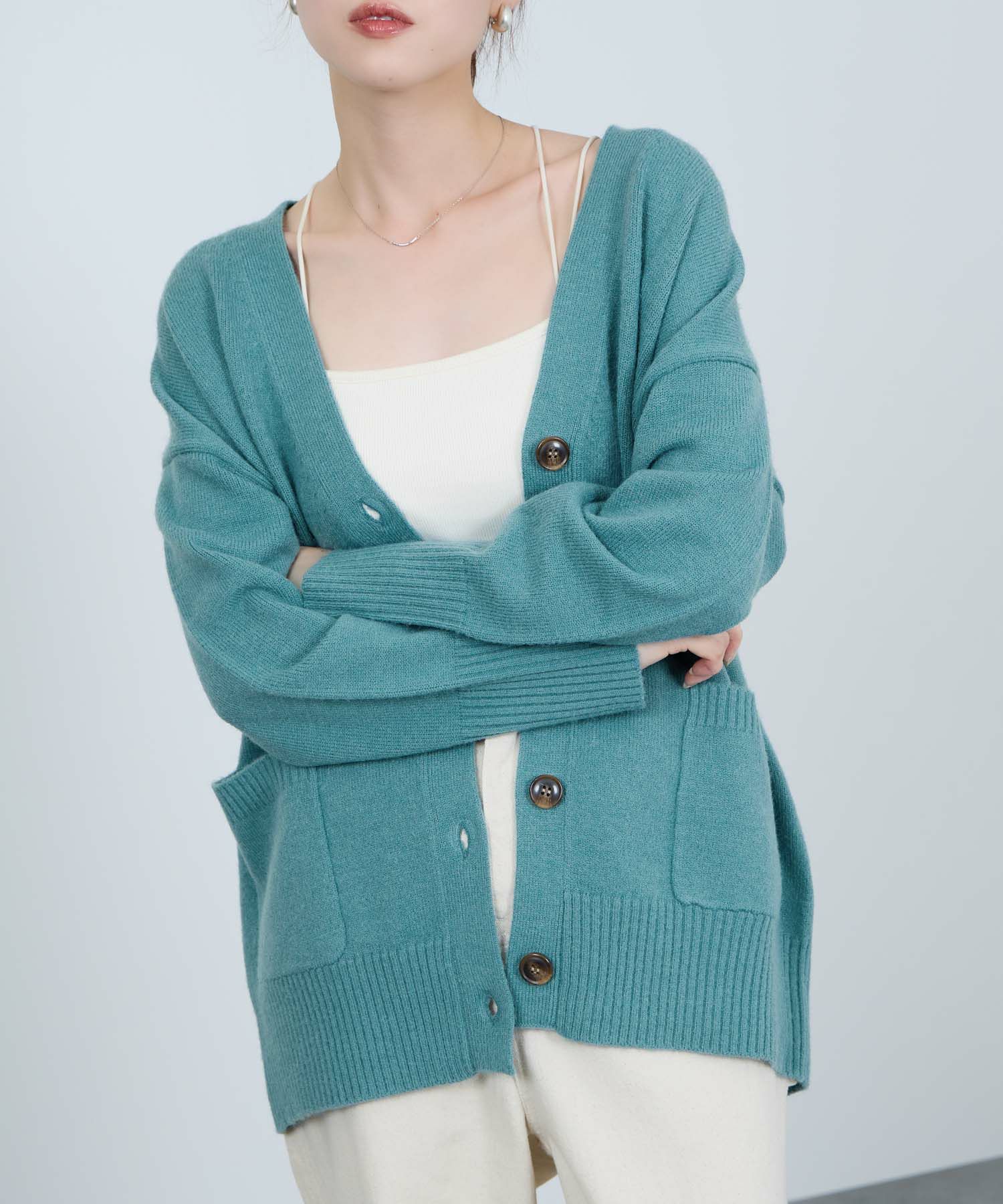 [さらに50%OFF]nAvy もちり もちもち 洗えるニット Vネックカーディガン レディース商品画像-14