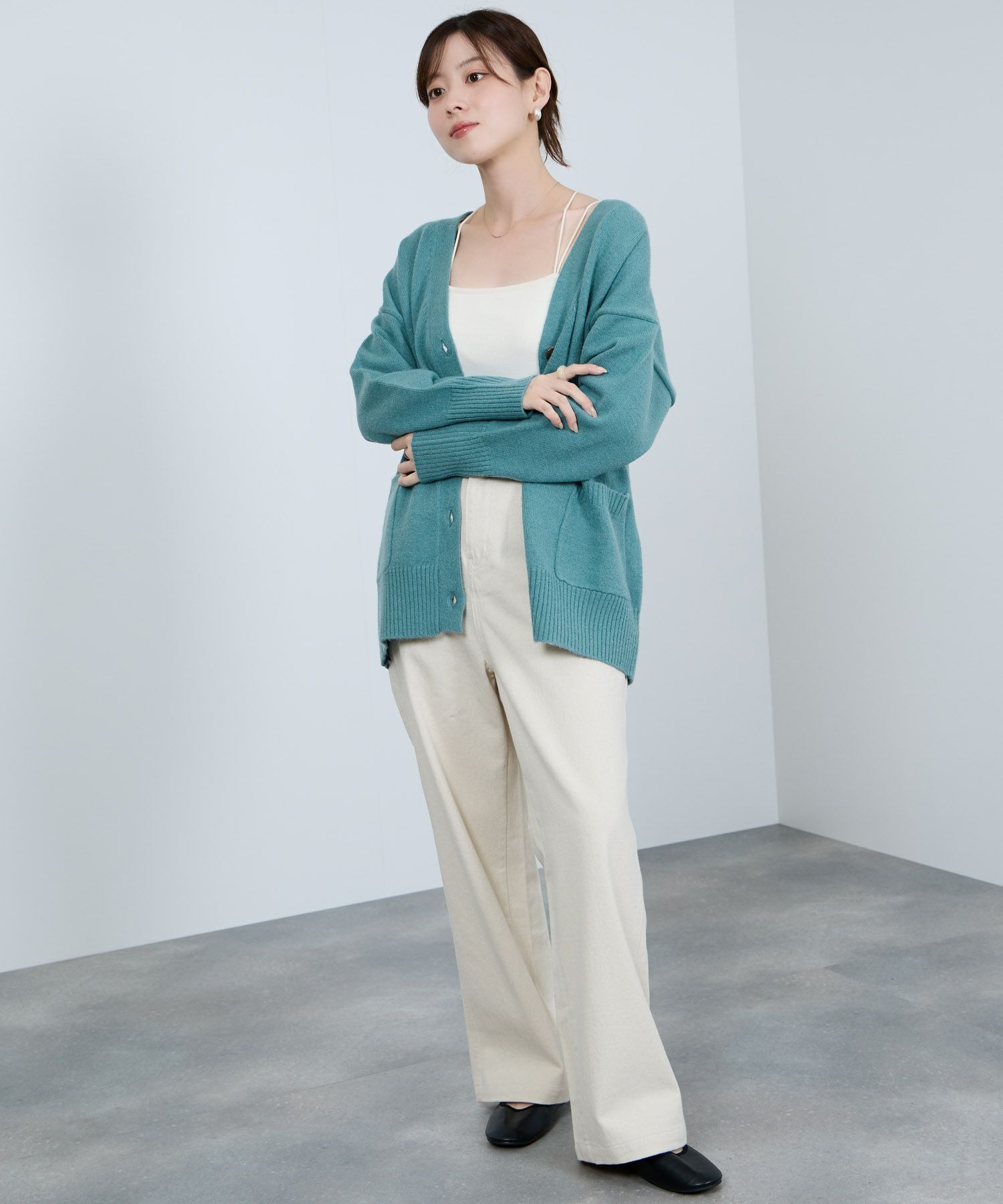 [さらに50%OFF]nAvy もちり もちもち 洗えるニット Vネックカーディガン レディース商品画像-15