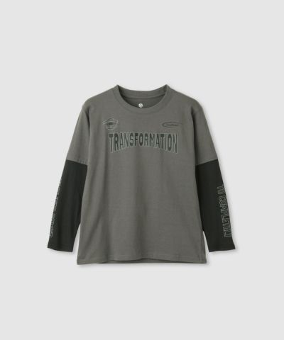 T-GRAPHICS 袖フェイク長袖Tシャツ キッズ メール便 対応商品