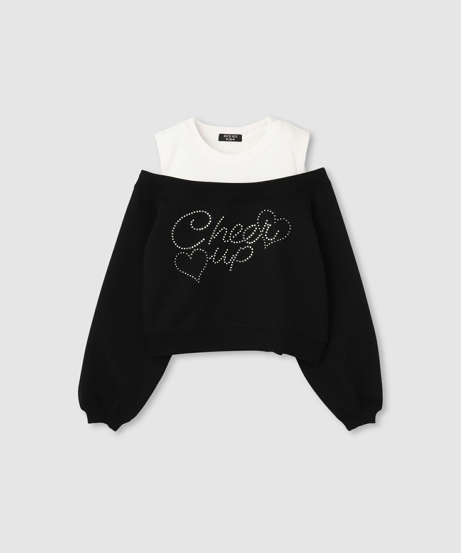 RICH MIX  ポンチ素材肩あきフェイクトレーナー キッズ商品画像-1