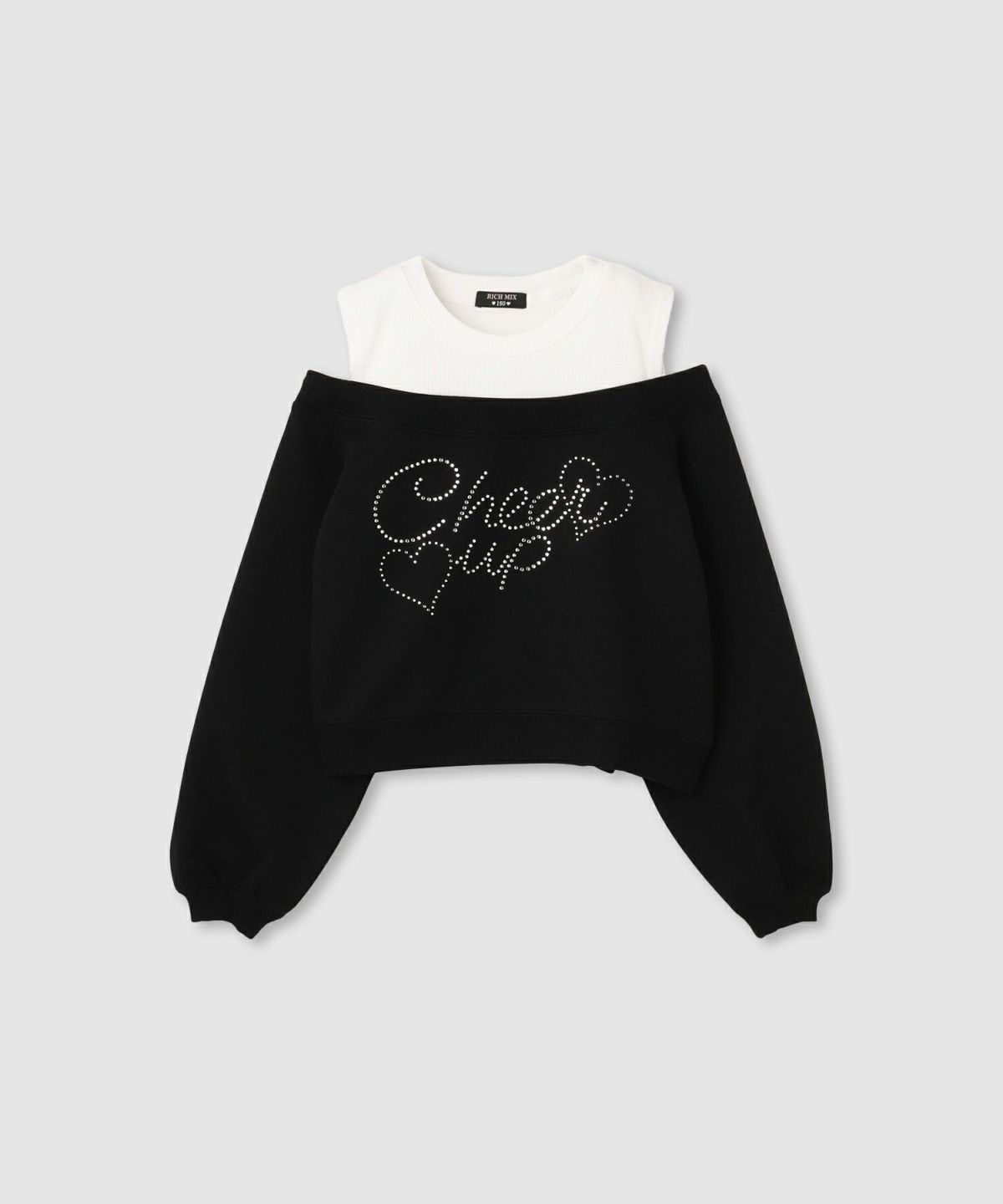 [期間限定価格]RICH MIX ポンチ素材肩あきフェイクトレーナー キッズ