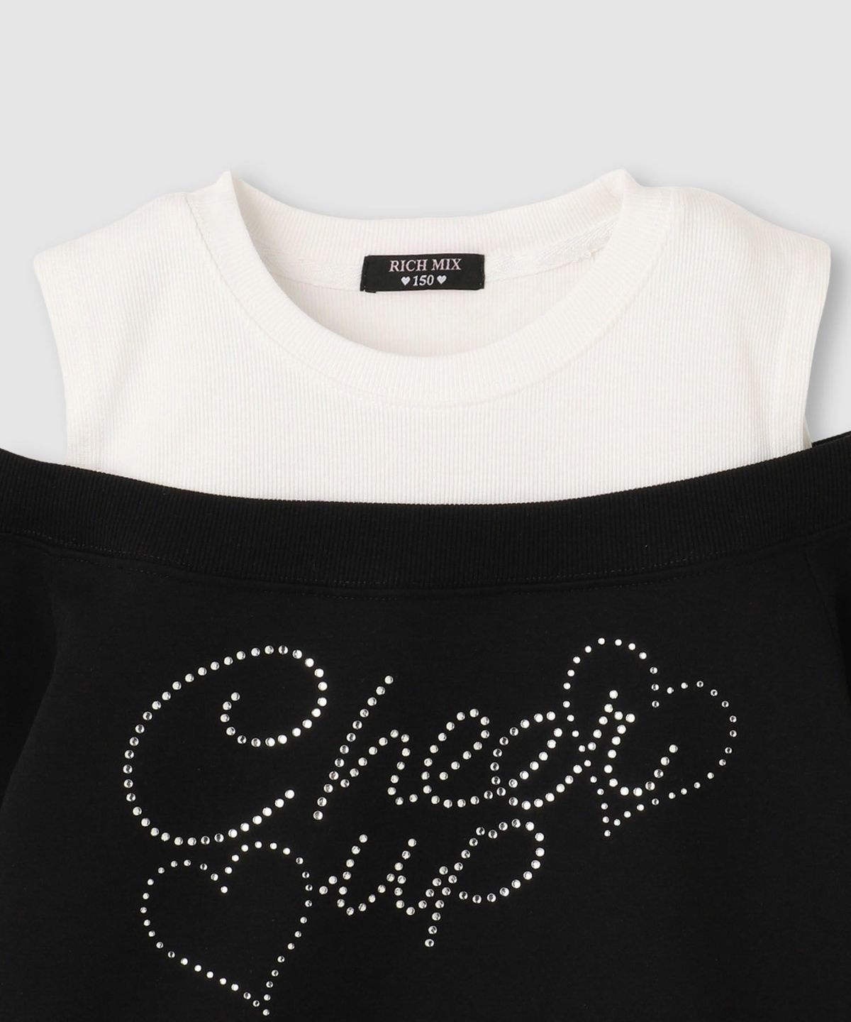 [期間限定価格]RICH MIX ポンチ素材肩あきフェイクトレーナー キッズ