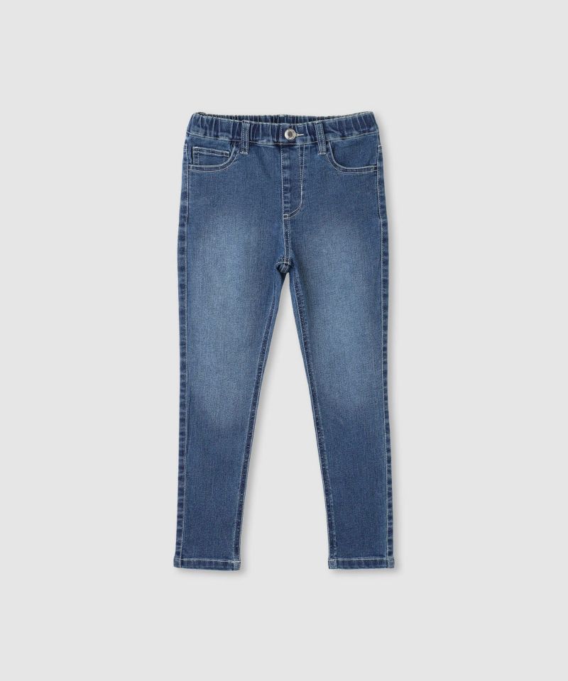 NAVY  のびるモン ストレッチデニムスキニーウエストギャザーパンツ キッズ商品画像-1