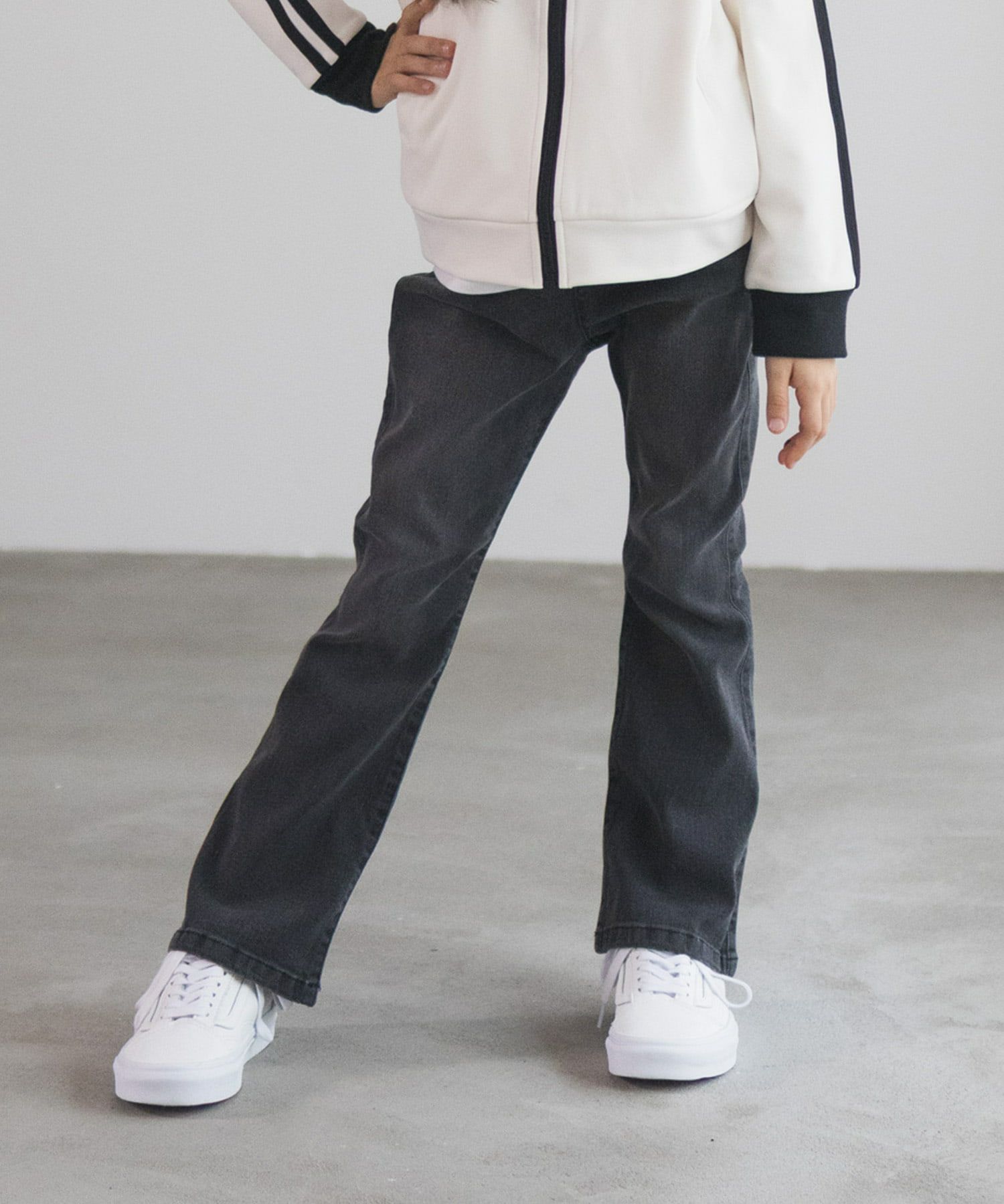 NAVY  のびるモン ストレッチデニムフレアウエストギャザーパンツ キッズ商品画像-1