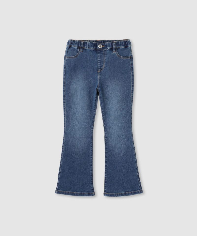 NAVY  のびるモン ストレッチデニムフレアウエストギャザーパンツ キッズ商品画像-3