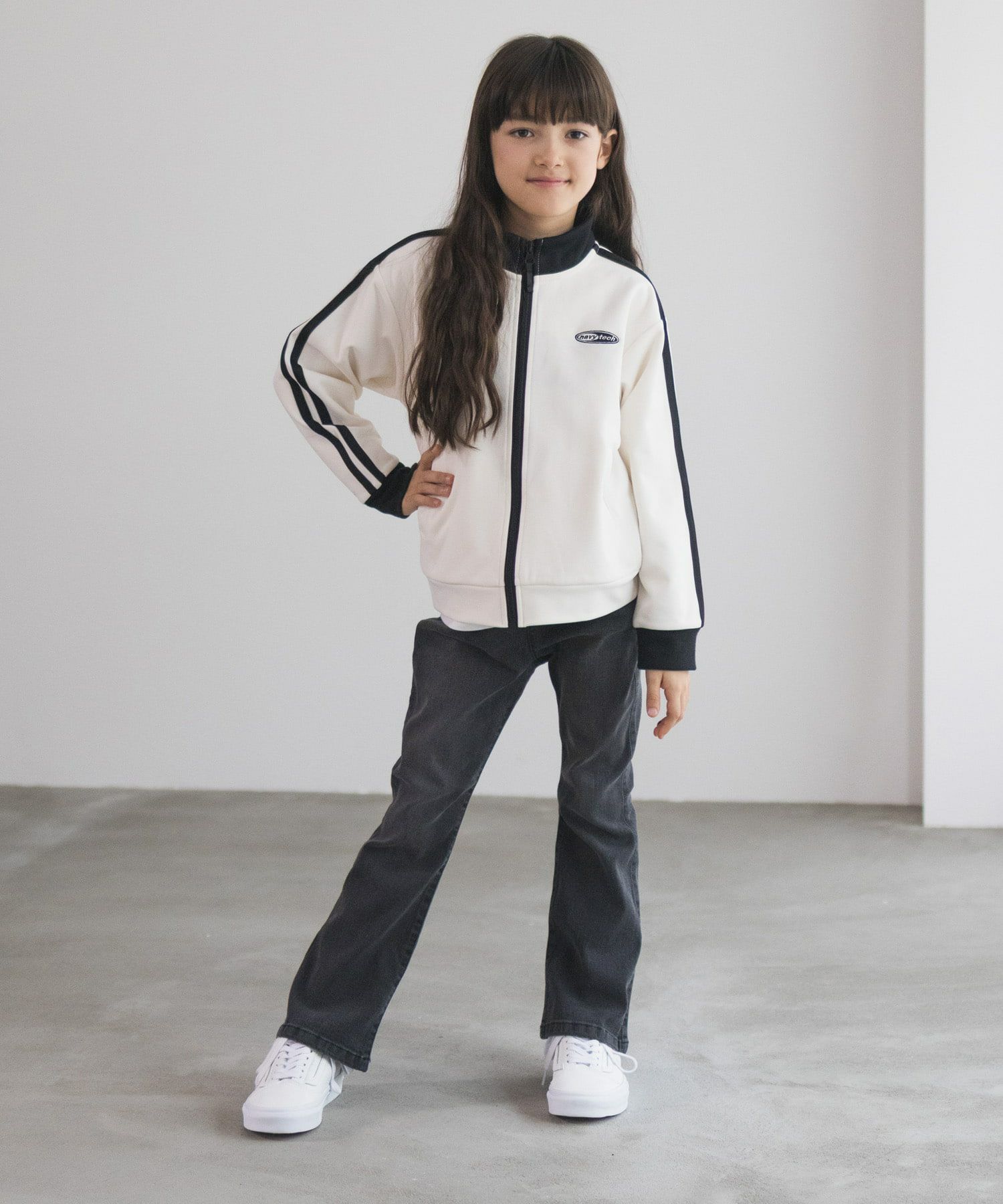 NAVY  のびるモン ストレッチデニムフレアウエストギャザーパンツ キッズ商品サムネイル-11
