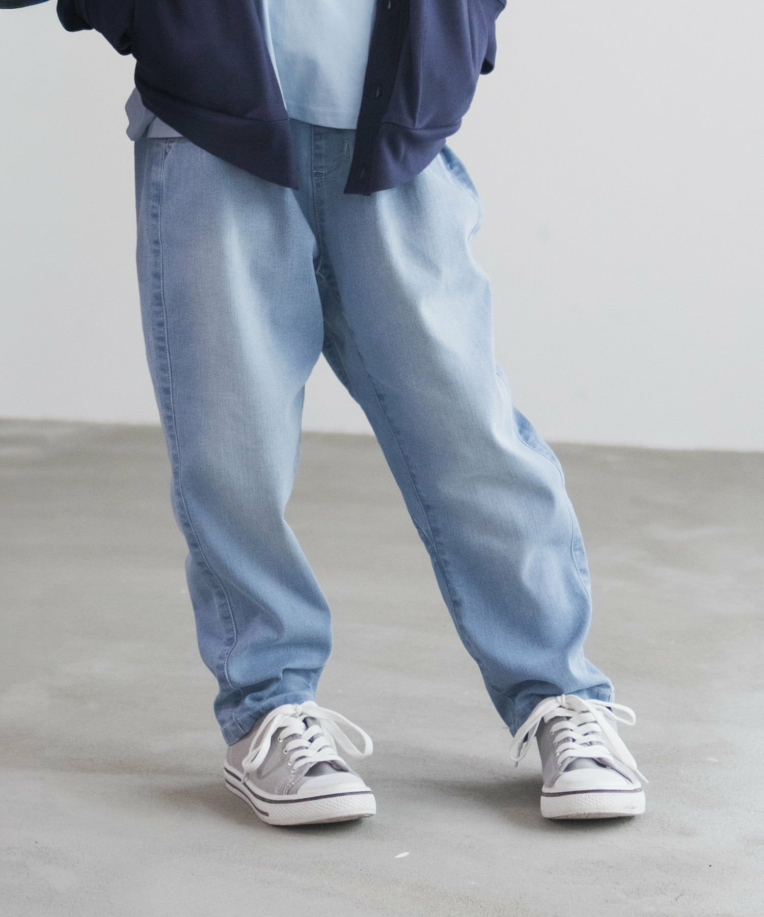 NAVY  のびるモン ストレッチデニムペグトップパンツ キッズ商品画像-1